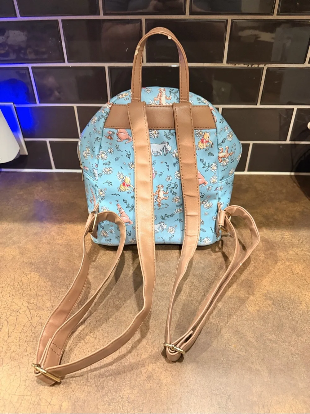 Loungefly Disney Winnie the Pooh Light Blue Floral Mini Backpack